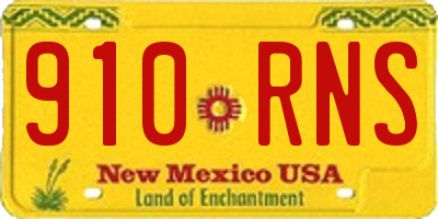 NM license plate 910RNS