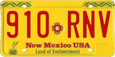 NM license plate 910RNV