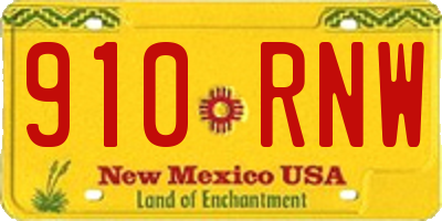 NM license plate 910RNW