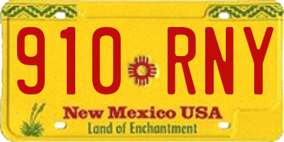NM license plate 910RNY