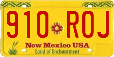 NM license plate 910ROJ