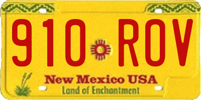 NM license plate 910ROV