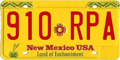 NM license plate 910RPA