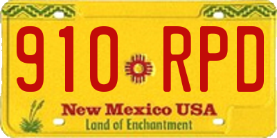 NM license plate 910RPD