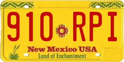 NM license plate 910RPI