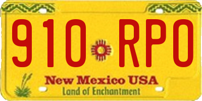 NM license plate 910RPO