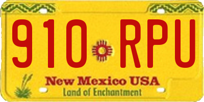 NM license plate 910RPU