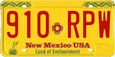 NM license plate 910RPW