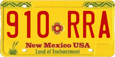 NM license plate 910RRA