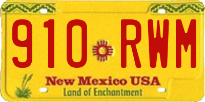 NM license plate 910RWM