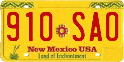 NM license plate 910SAO