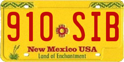 NM license plate 910SIB