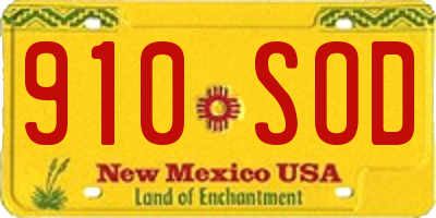 NM license plate 910SOD