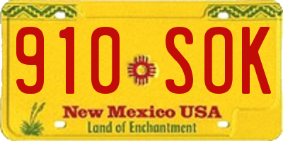 NM license plate 910SOK