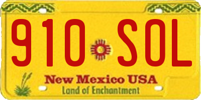NM license plate 910SOL