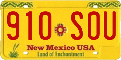NM license plate 910SOU
