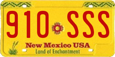 NM license plate 910SSS