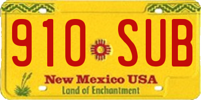 NM license plate 910SUB