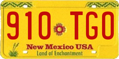 NM license plate 910TGO