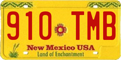 NM license plate 910TMB