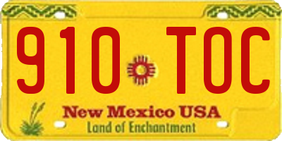 NM license plate 910TOC