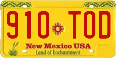 NM license plate 910TOD