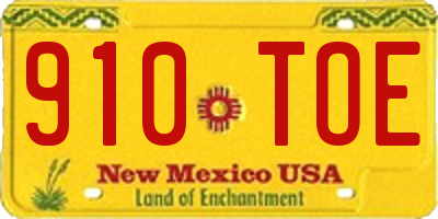NM license plate 910TOE
