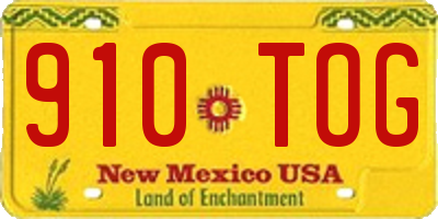 NM license plate 910TOG