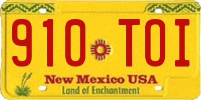 NM license plate 910TOI