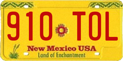 NM license plate 910TOL
