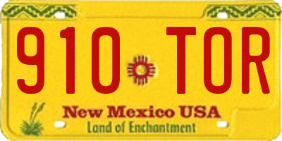 NM license plate 910TOR