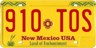 NM license plate 910TOS