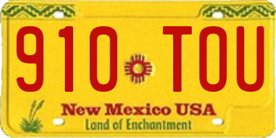 NM license plate 910TOU