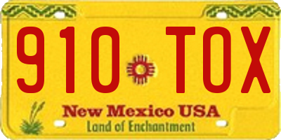 NM license plate 910TOX