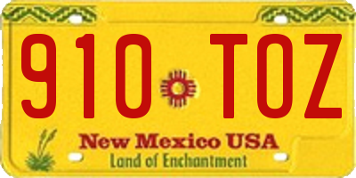 NM license plate 910TOZ