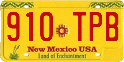 NM license plate 910TPB