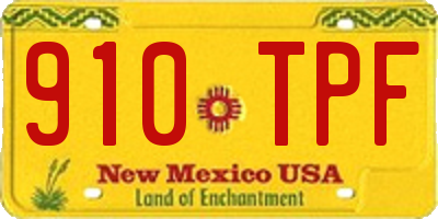 NM license plate 910TPF