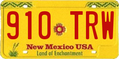 NM license plate 910TRW