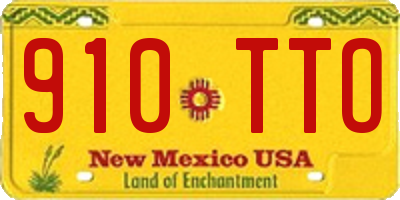 NM license plate 910TTO