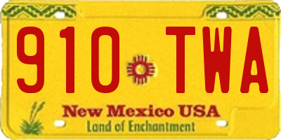 NM license plate 910TWA