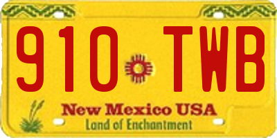 NM license plate 910TWB