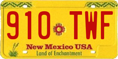 NM license plate 910TWF
