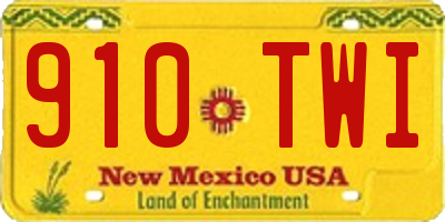 NM license plate 910TWI