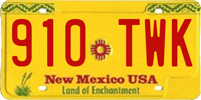 NM license plate 910TWK