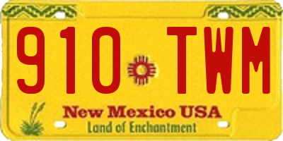 NM license plate 910TWM