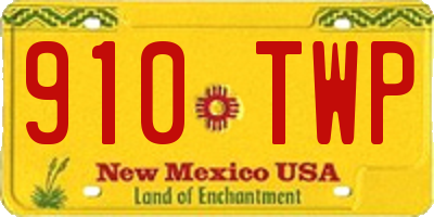 NM license plate 910TWP