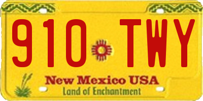 NM license plate 910TWY