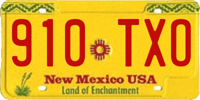 NM license plate 910TXO