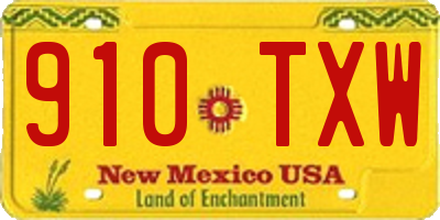 NM license plate 910TXW