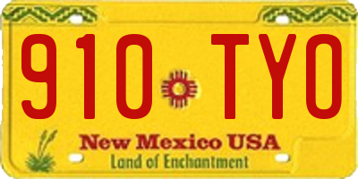 NM license plate 910TYO